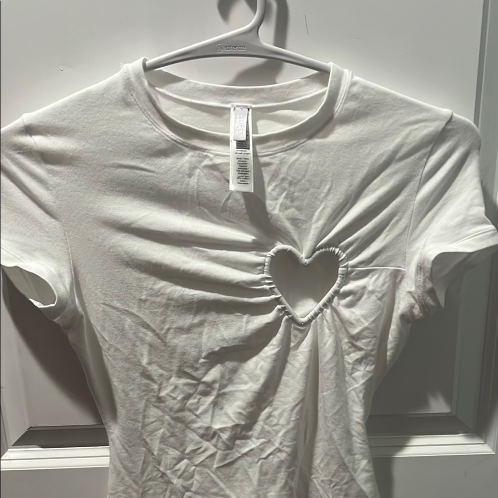 SKIMS Cream Fitted Cut Out Short Sleeve Tee